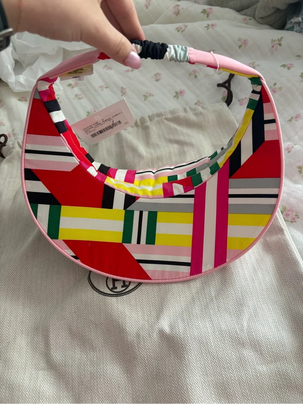 Hermes M NWT Pink and Green Patterned Sun Visor